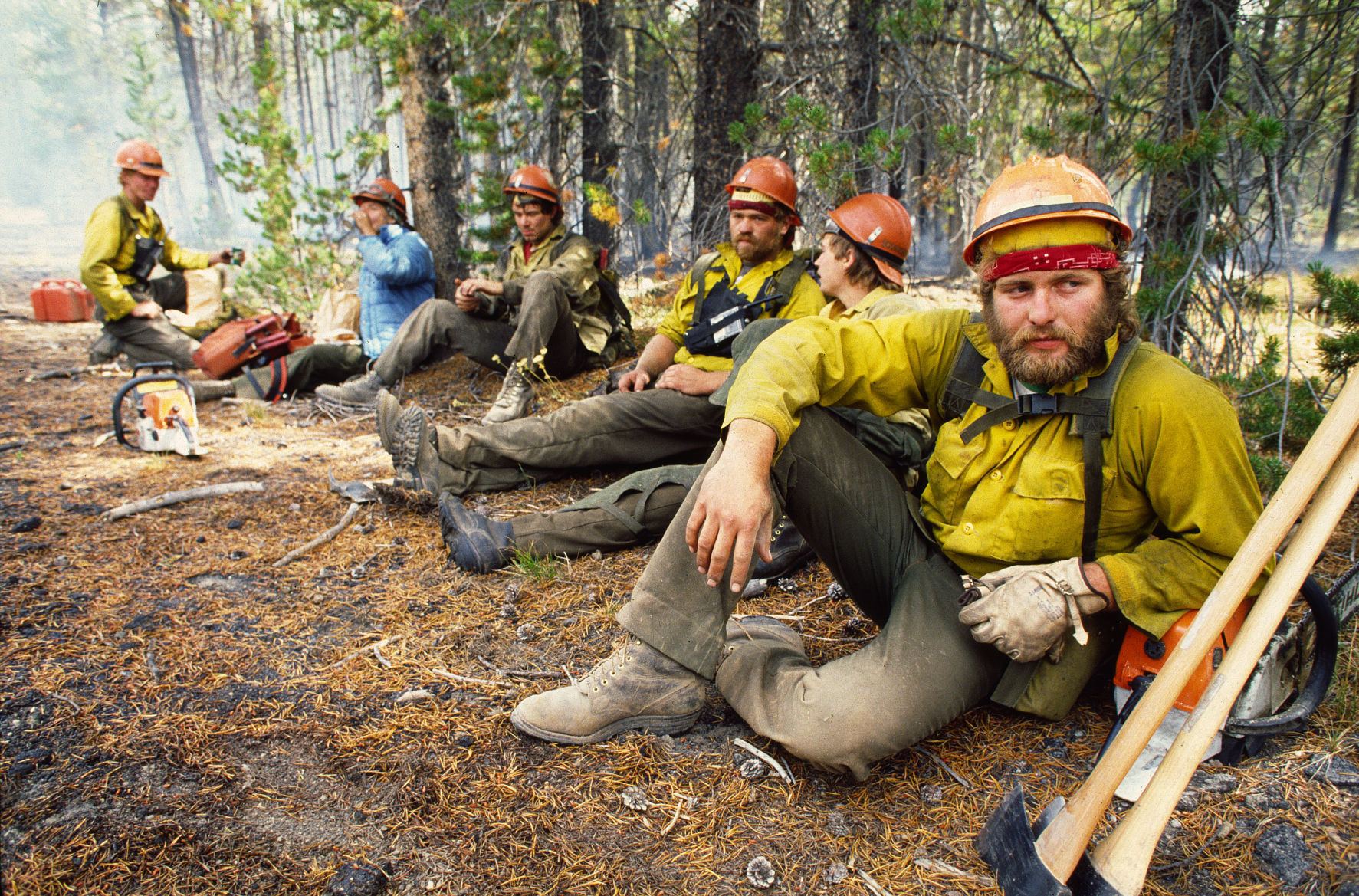 Firefighters rest